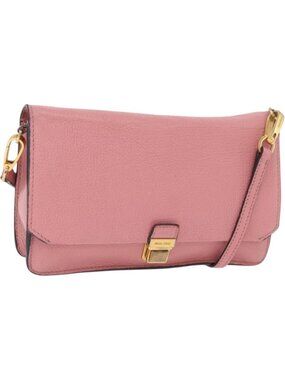 Miu Miu Shoulder Bag Leather Pink Gold Tone